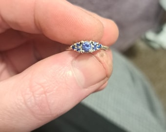 Handmade tanzanite and sapphire ring