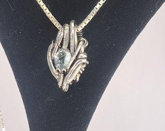 Aquamarine Wire wrap mini pendant