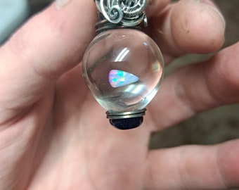 Opal marble fidget wirwwrap pendant