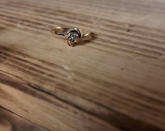 Homemade 14k diamond rose ring, size 6.5