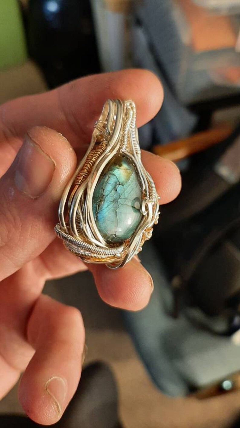 Silverplated labradorite pendant