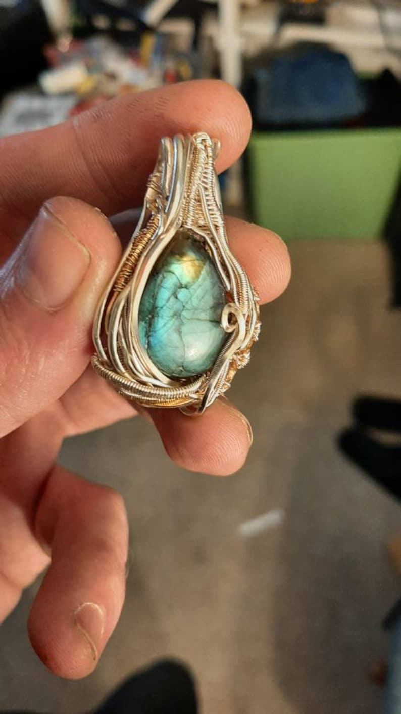 Silverplated labradorite pendant