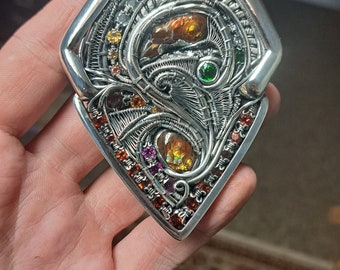 Heady fire agate wire wrapped pendant