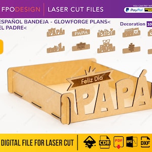 PK2-ES Caja día de la madre para chocolates 10 diseños español obsequio regalo glowforge corte laser planos cnc espesor 2,5 3 y 4 mm DXF CDR