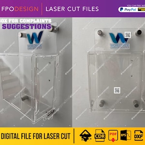 Caja de Sugerencias con Cerradura: Diseño para Pared en Acrílico lub MDF de 3 mm svg eps DXF AI pdf
