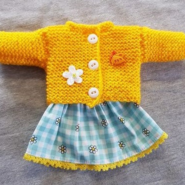 Doll clothes vest and skirt - size 25 cm