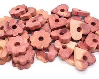 Aromatic Red Cedar Blocks for Clothes Storage, Cedar Wood Hanger Rings and Cedarwood Hearts Balls for Closets & Drawers Moth Repellent