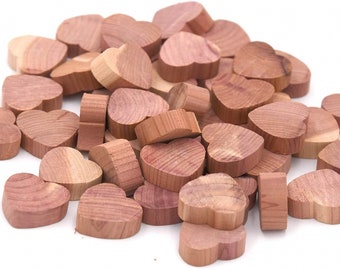 Small Aromatic Eastern Red Cedar Hearts Wood Blocks Natural Closets Drawers Moth Repellent and Fresh Scent, 50PCS