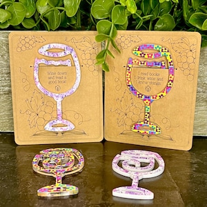 Pattern Acrylic Wine Glass Bookmark: Book Lover Gift