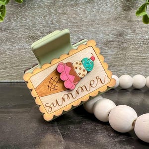 Summer Ice Cream Cone Hair Clip, Handcrafted, Wood