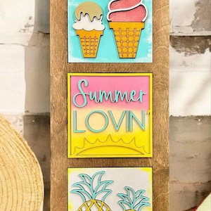 Summer Lovin' Colorful Sign, Leaning Ladder Set, Home/Office Decor, Handmade