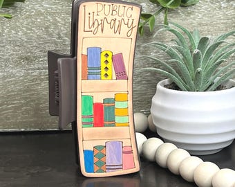 Library-Inspired Hair Clip, Claw-Style, Handcrafted, Book Lover