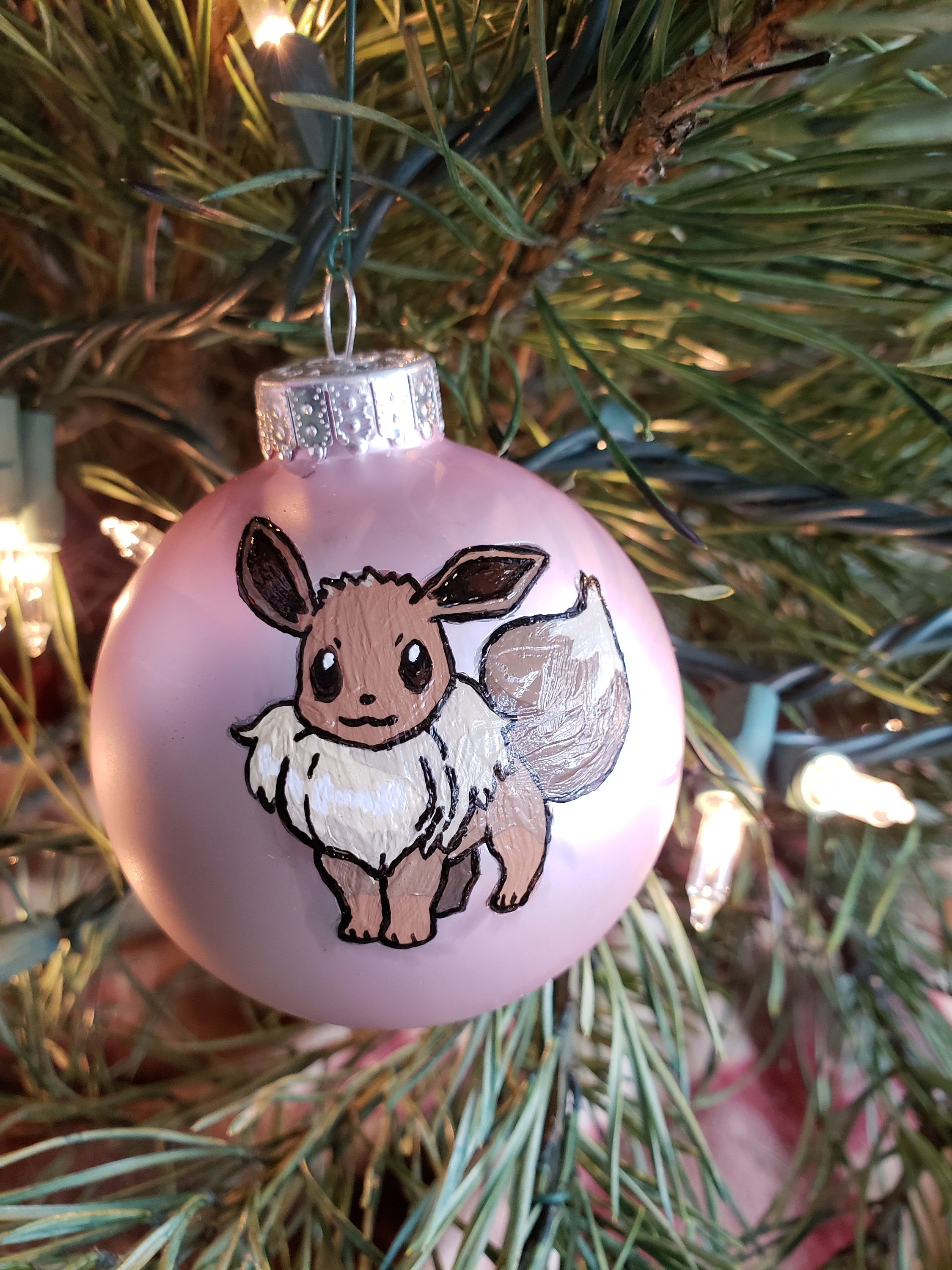 Eevee Pokemon Custom Hand Painted Christmas Ornament Bulb | Etsy