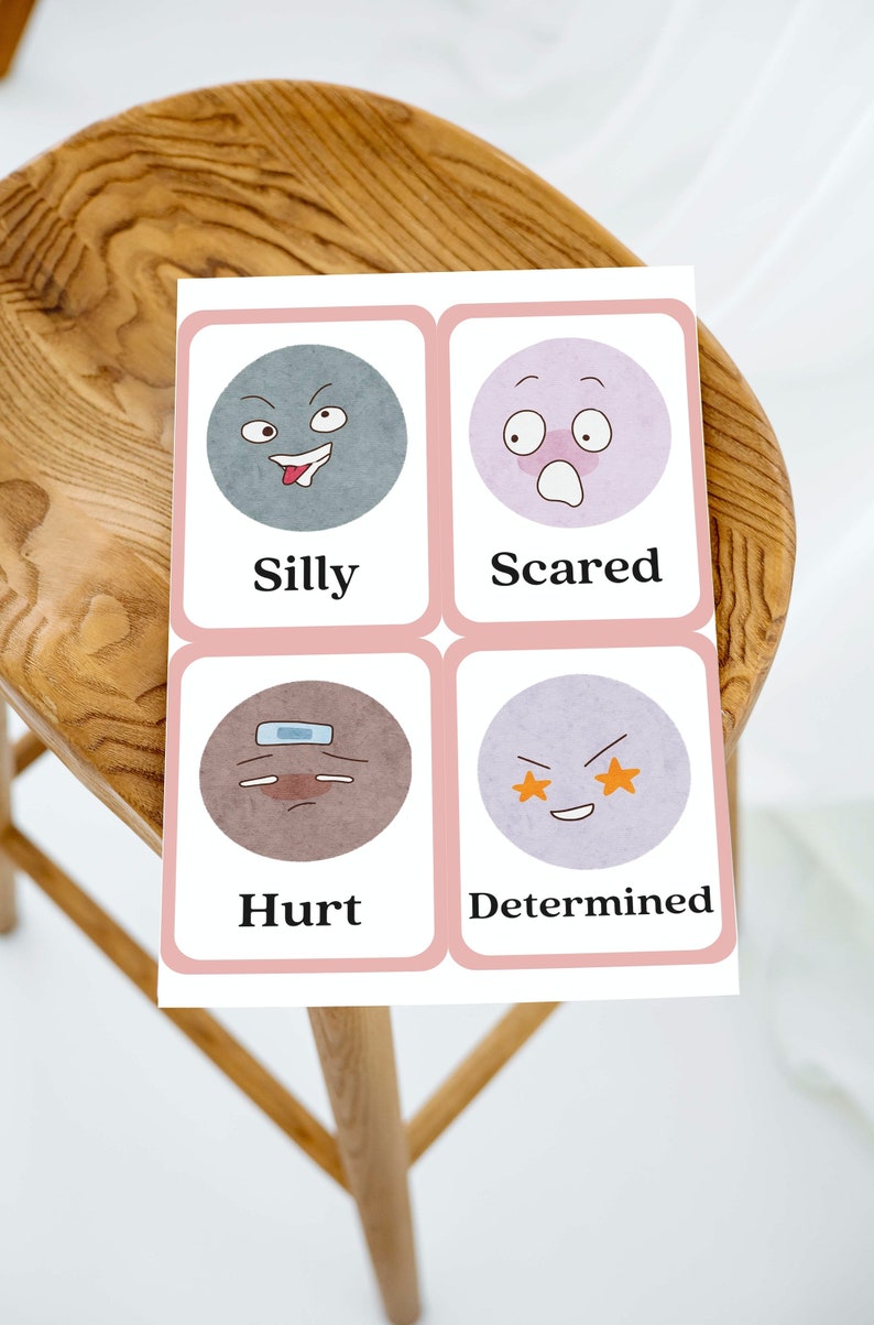 Emotion Flashcards Digital Printable PDF Montessori Learning Etsy