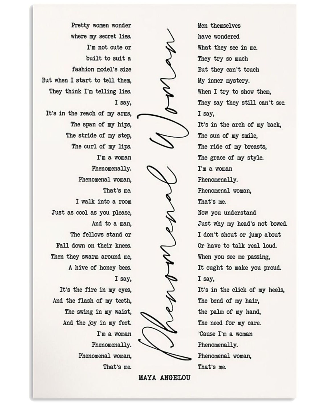 Cute Poem Maya Angelou phenomenal woman book pretty women | Etsy