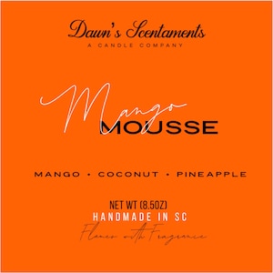 Mango Mousse Scented Soy Candle, Coconut Scented Jar Candle, Fruity Pineapple Candle 8.5 OZ