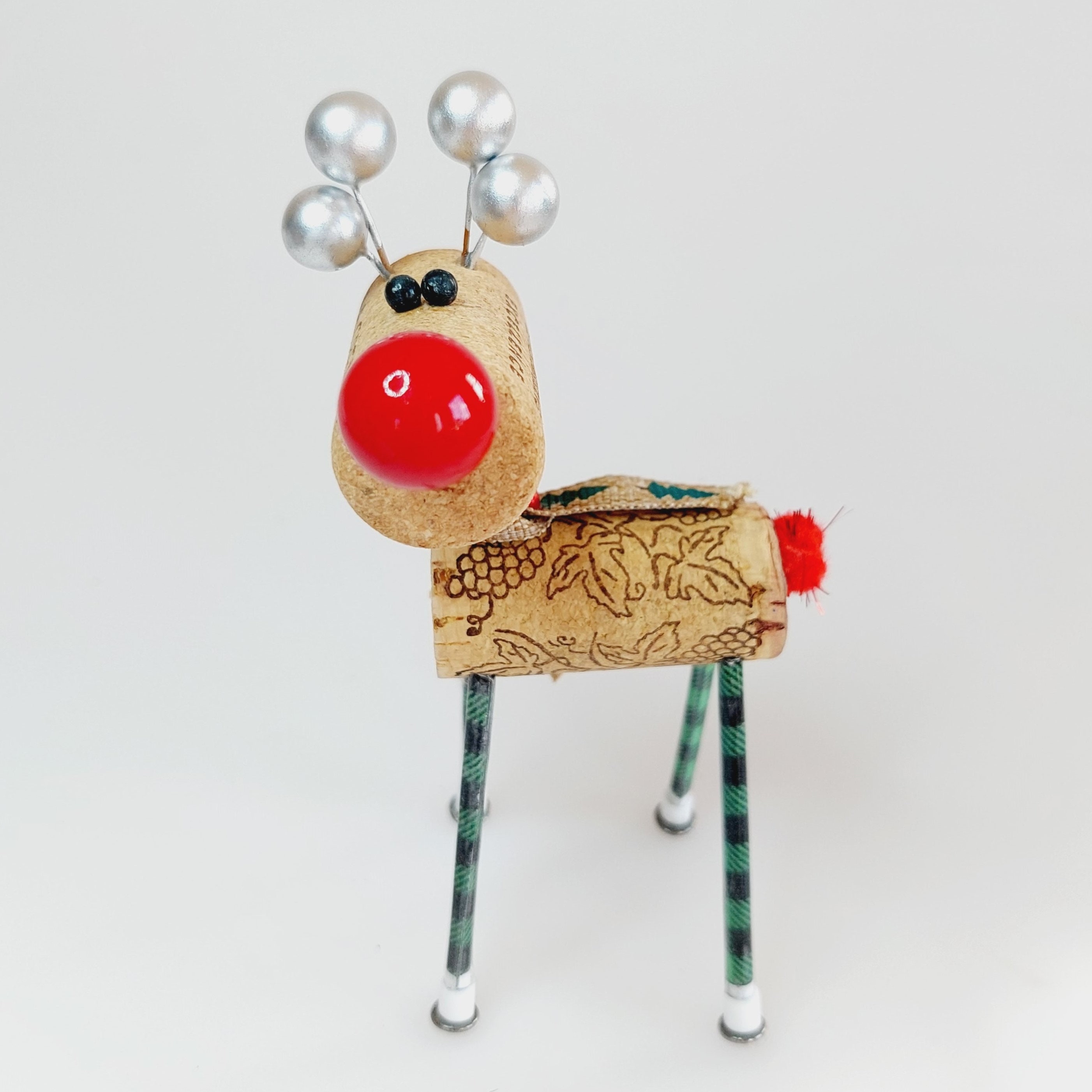 Reindeer Wine Cork Ornament, Reindeer Decor, Holiday Table Marker