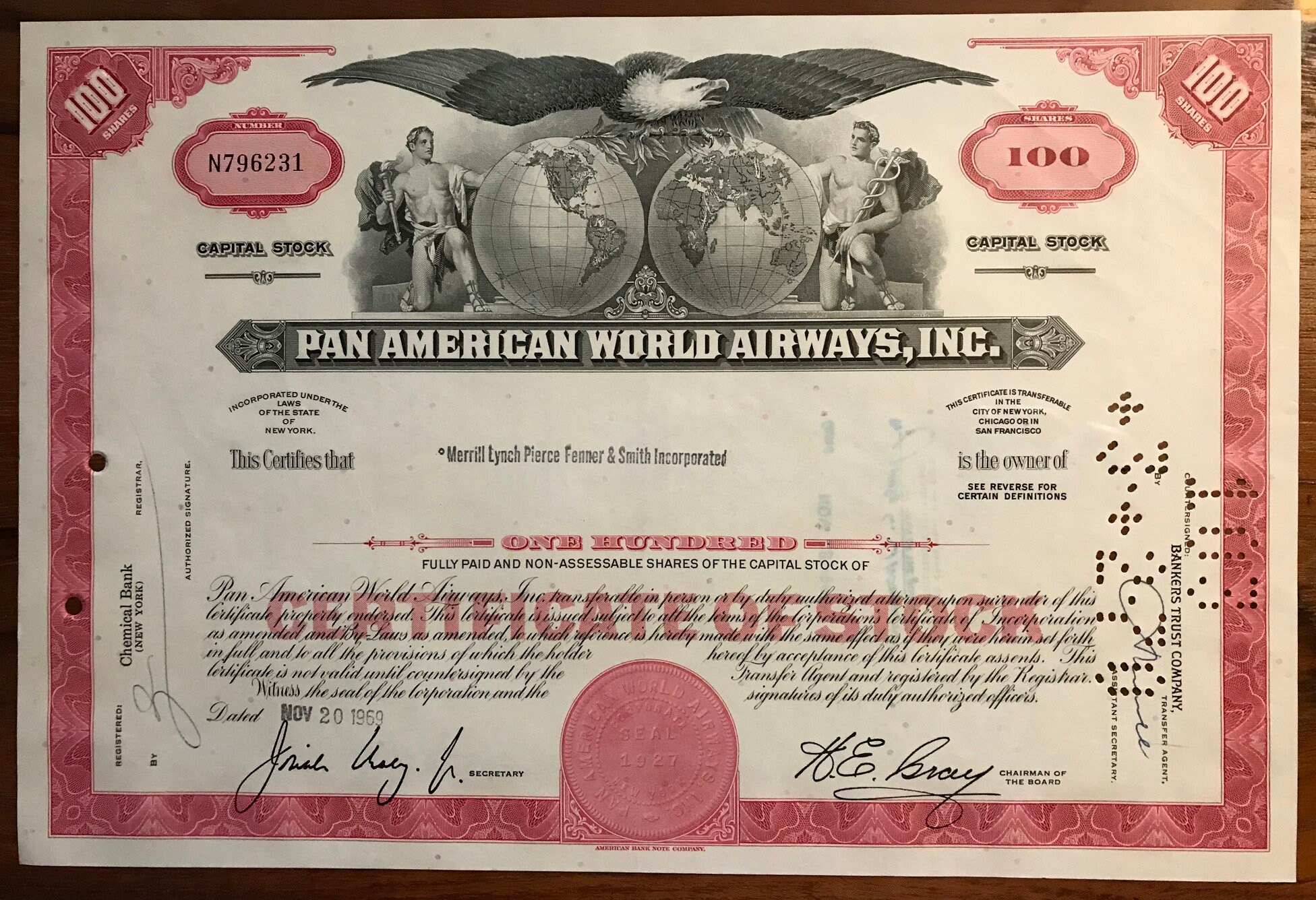 Pan Am Stock Certificate red Etsy