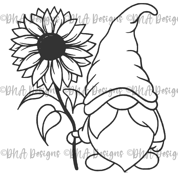 Sunflower Gnome PNG, SVG Digital File