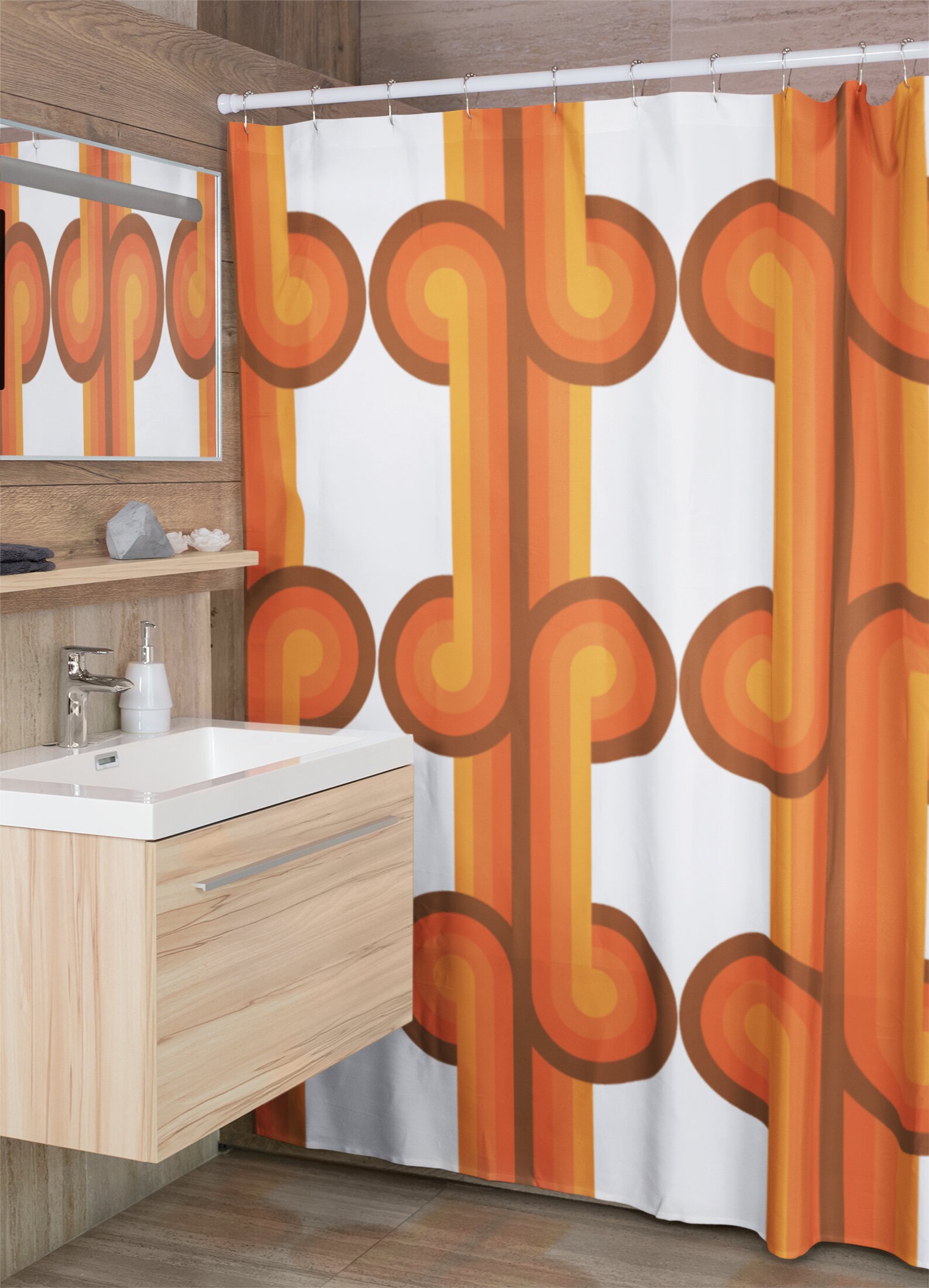 Custom Size Shower Curtain Retro Shower Curtain Waffle Weave Etsy