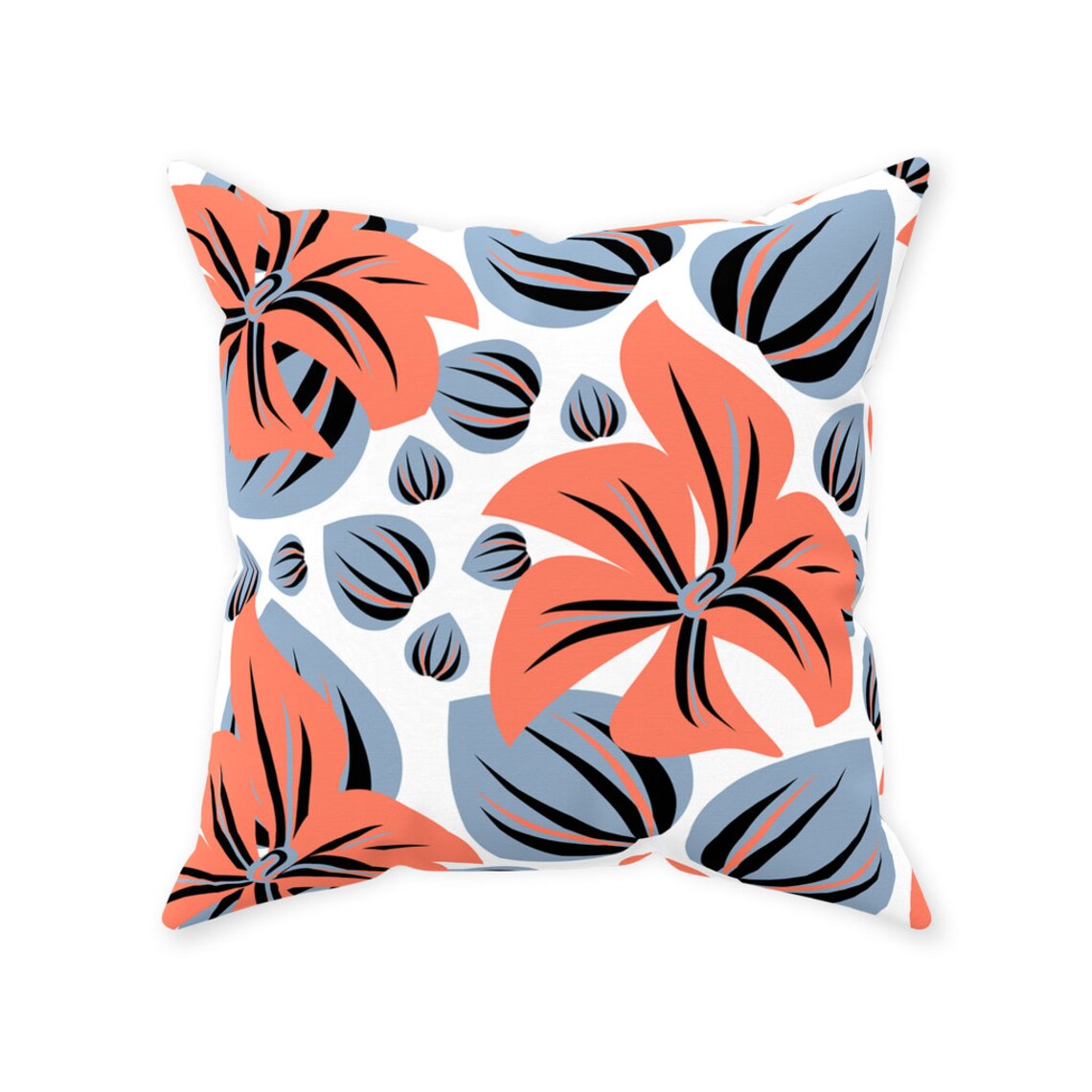 Coral and gray throw pillow living room pillow housewarming Etsy