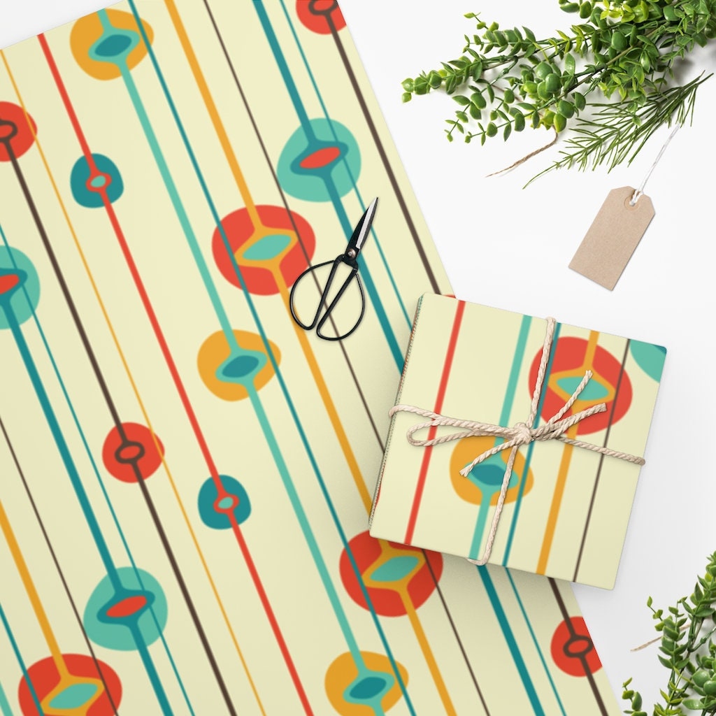 Wrapping Paper Roll Mid Century Modern Design Wrapping | Etsy