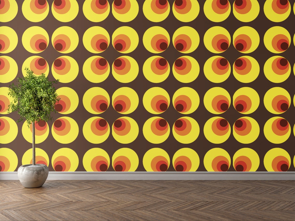 Peel and Stick Wallpaper Retro 70’s Reusable Temporary | Etsy