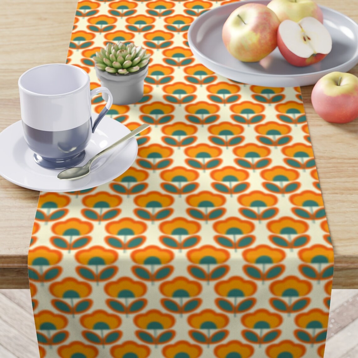 Mid Century Modern Table Runner Retro Table Linens Dining Etsy