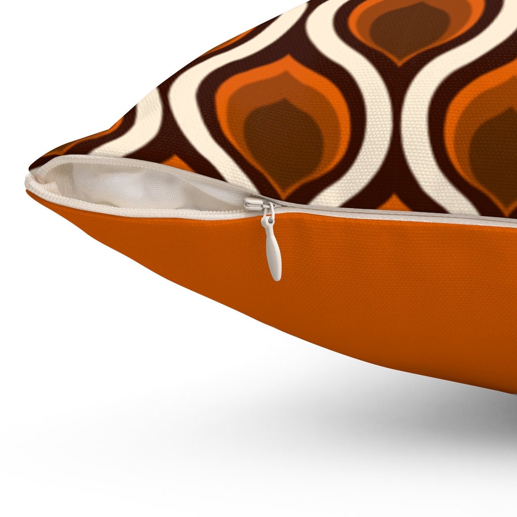 Retro Throw Pillow Retro 70's Decor Burnt Orange Brown Etsy