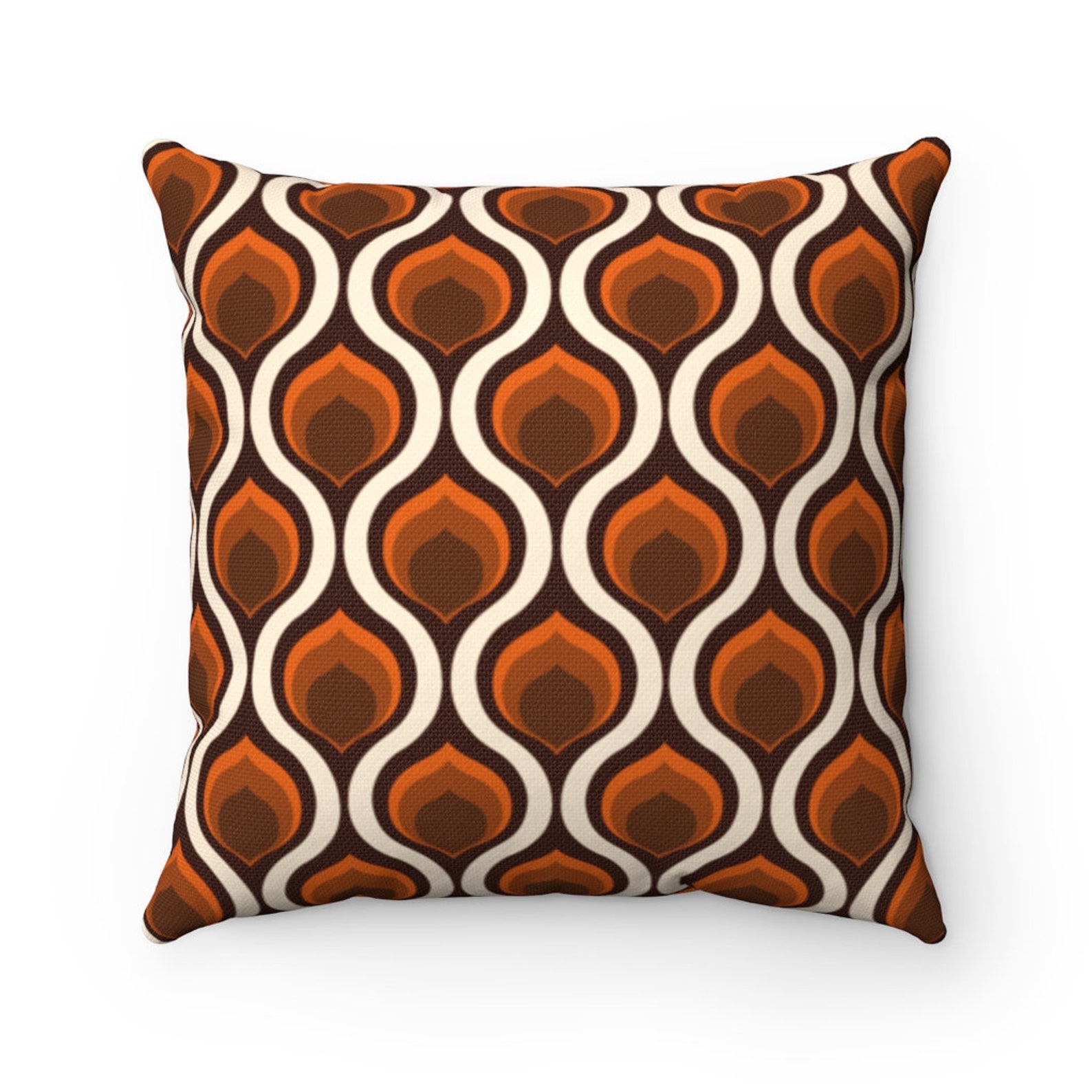 Retro Throw Pillow Retro 70's Decor Burnt Orange Brown Etsy