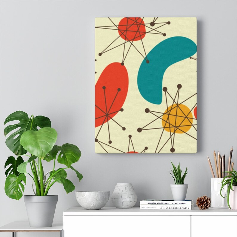 Retro Wall Decor Mid Century Modern Wall Art Atomic Etsy
