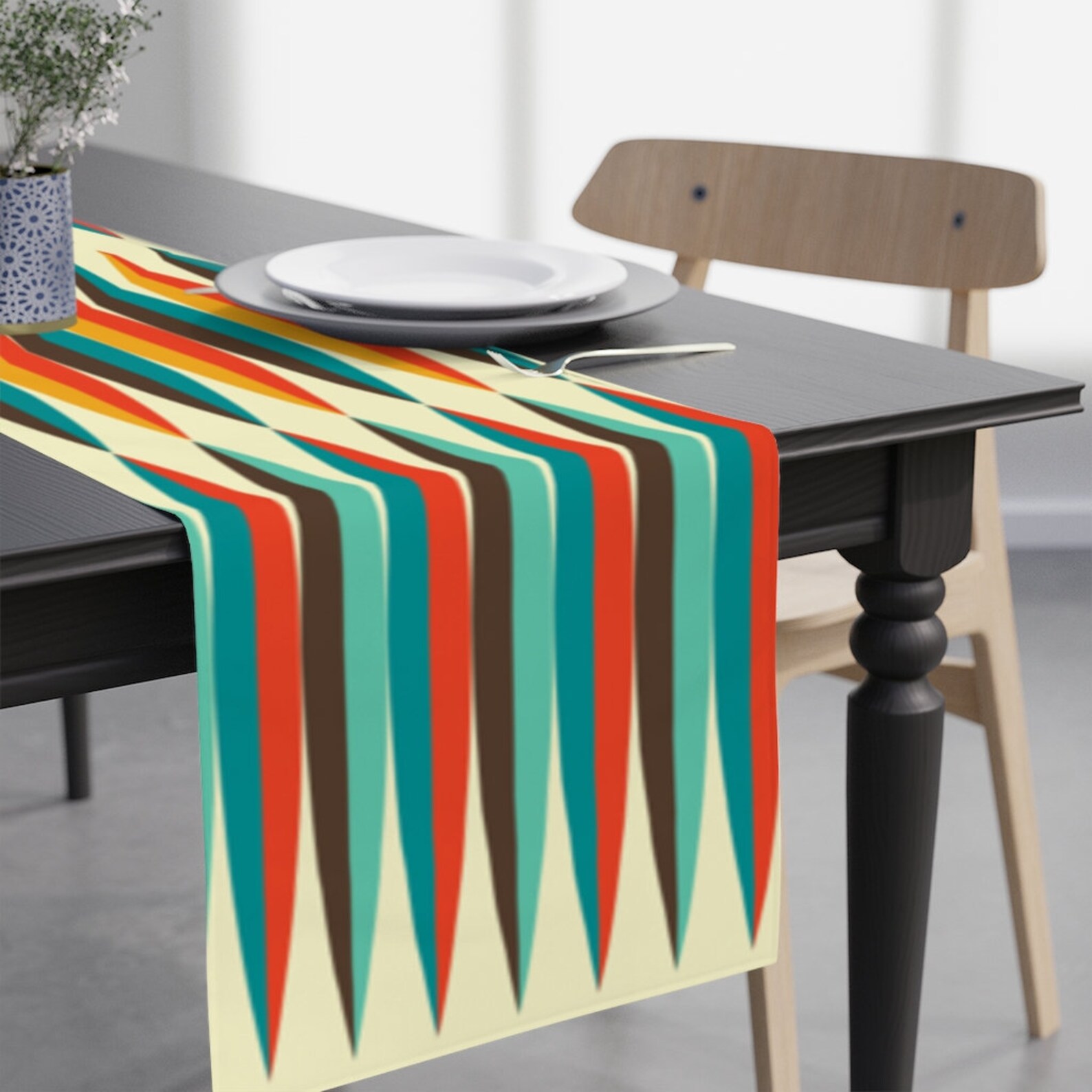 Mid Century Modern Table Runner Retro Table Linens Dining Etsy