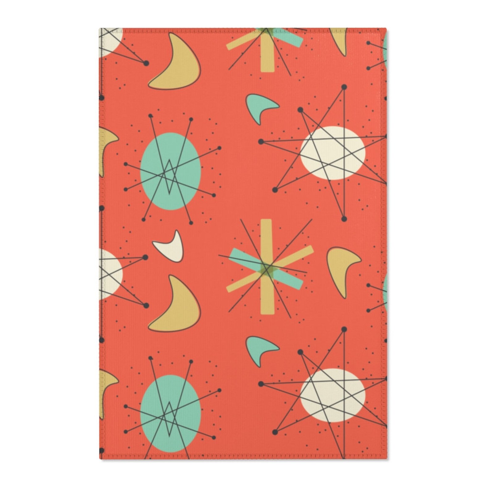 Retro Area Rug Mid Century Modern Atomic 50's Throw Rug Etsy