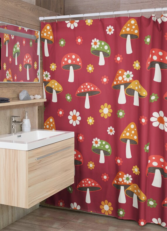 Mushroom Shower Curtain Groovy 60's 70's Hippie Etsy