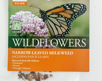 California Native Narrow Leaf Milkweed (Asclepias fascicularis) Seeds 300mg pack for Monarch Butterfly gardens.