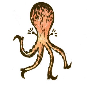 Yeeehaaaw! / Octopus Lino print / A4
