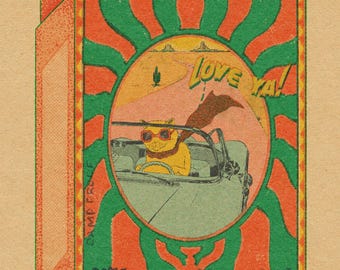 Love ya! Cat Digital Print /  Retro Matchbox Digital Print