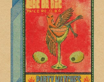 Ride or Die / Best Friends Print / Retro Matchbox Style / Cocktail Print