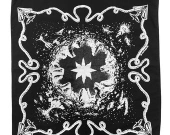 Western Bandana - Black & White unique screen-printed - Human and Dog Kerchief - 100% Cotton Western Style Head Wrap -  Americana Fashion
