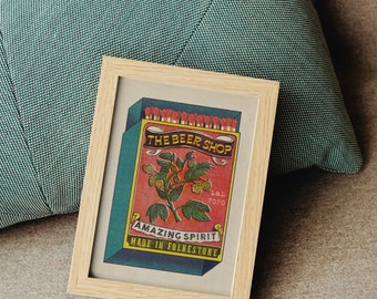 Beer Shop Matchbox Print: Vintage Hops Poster, Folkestone Art