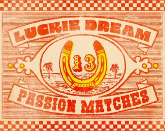 Luckie Dream Vintage Matchbox Design Poster Horseshoe number 13
