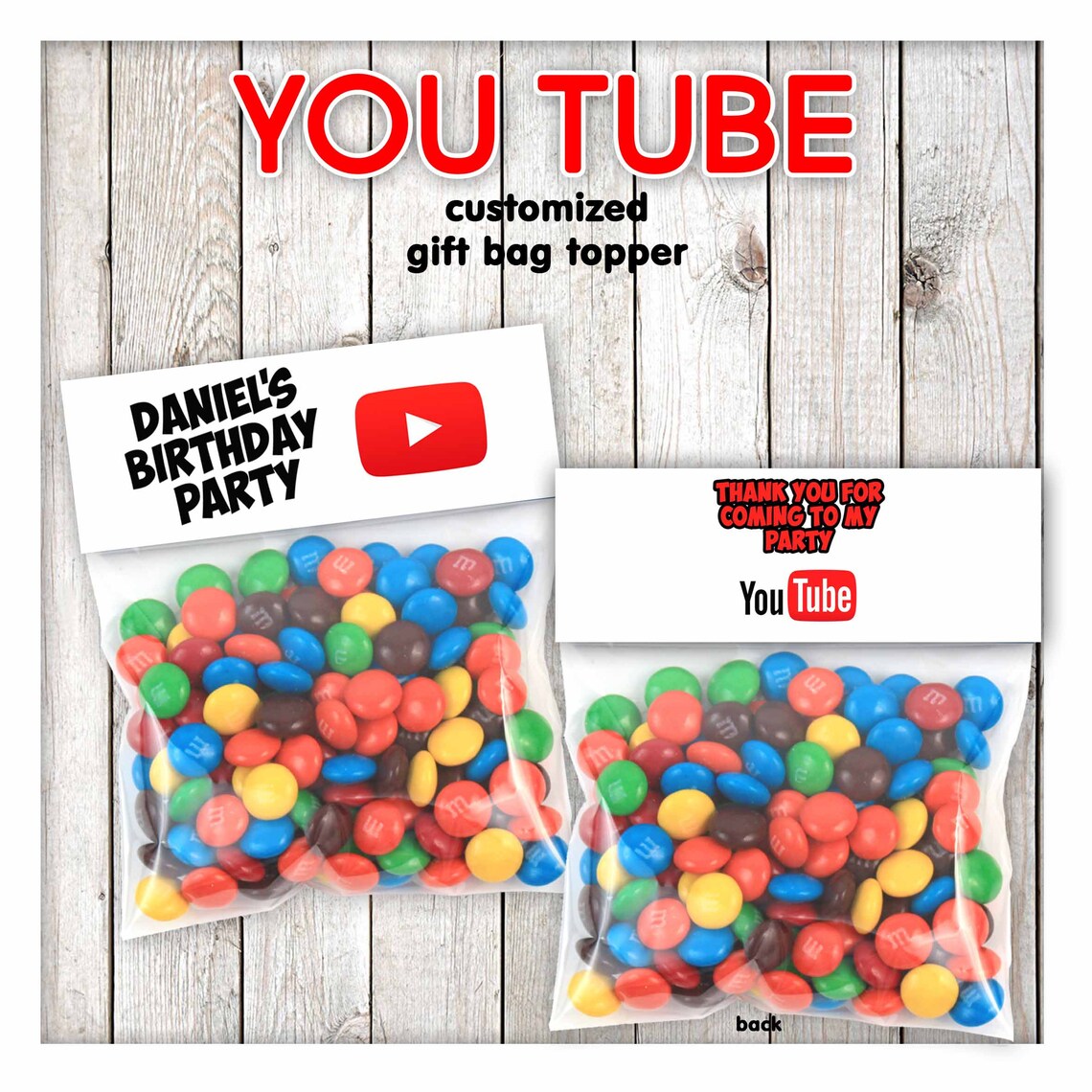 Gift Bag Topper Youtube Party Favors Youtube Birthday Favors Etsy