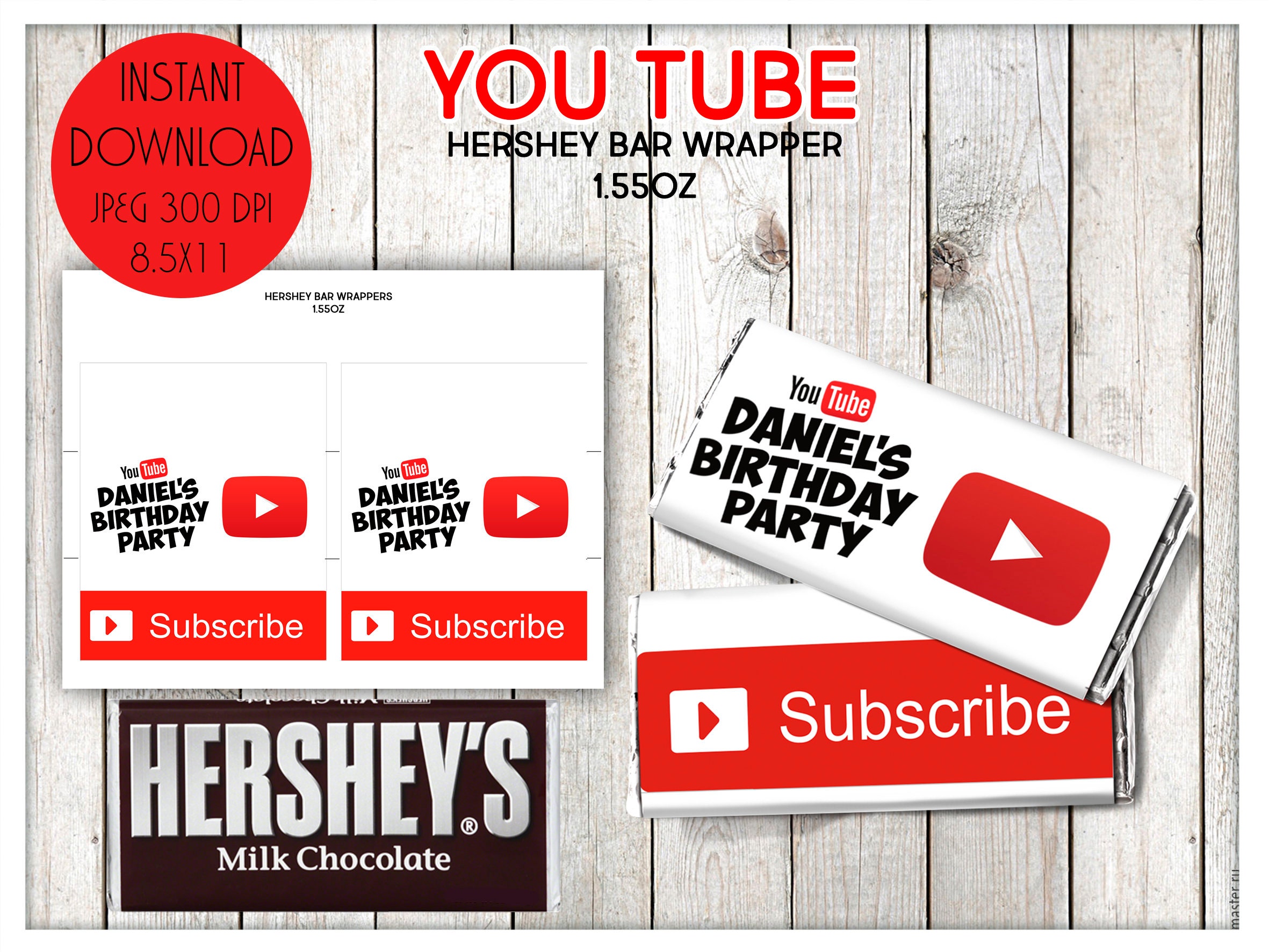 Hershey bar wrappers chocolate wrappers Youtube Party Favors Etsy