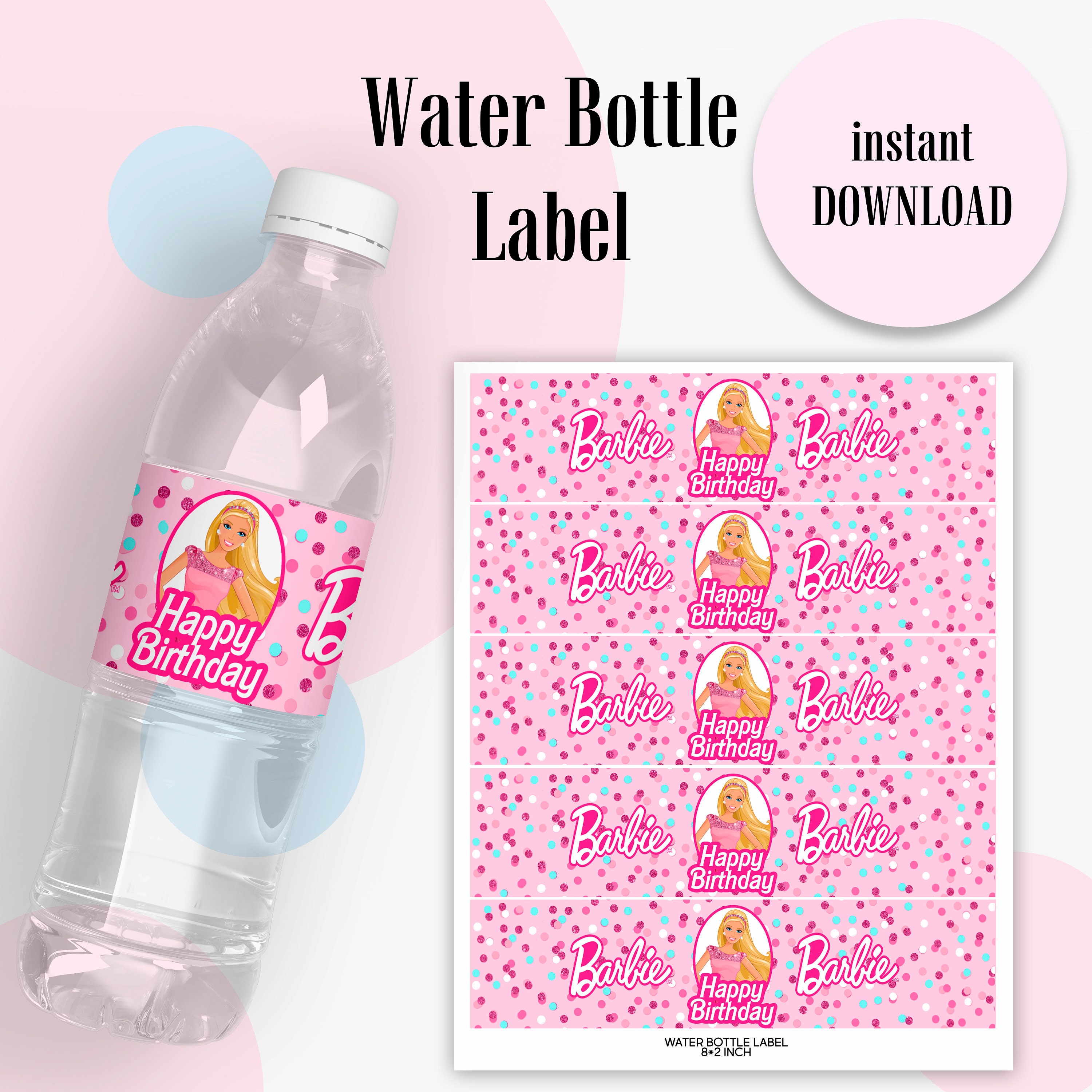 barbie-water-bottle-label-barbie-party-favors-barbie-etsy