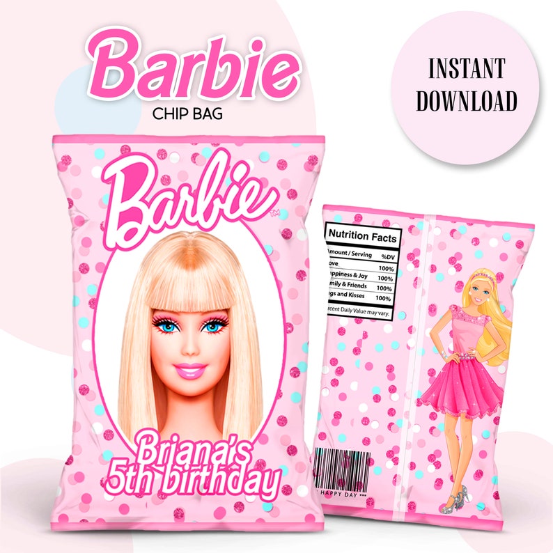 Barbie Chip Bag Treat Bag. Barbie Party Favors. Barbie | Etsy Singapore