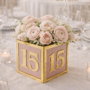 Number Box Centerpiece 6x6, Birthday Table Decor, Custom Number Block, Milestone Party Decoration
