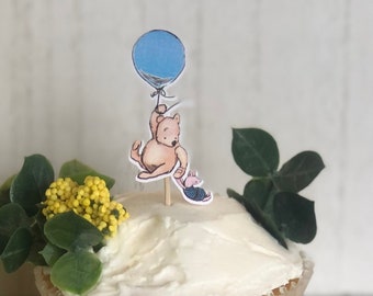 New For 2024!! Winnie the Pooh Balloon to the clouds set of 12 cupcake picks!