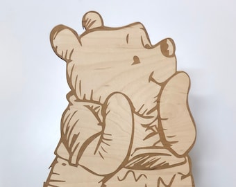 Winnie the Pooh Wood cut out/ Engraved Centerpiece/ Prop for baby showers, 1st birthday parties, Gender reveals Decorations Nursery