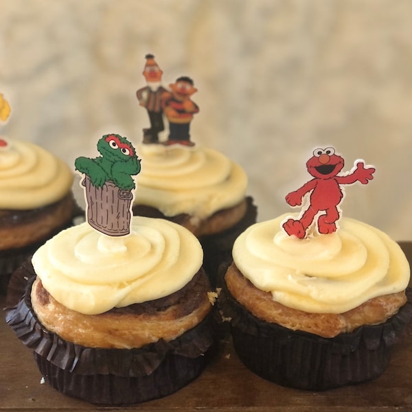 12- Sesame Street character cupcake picks/Cupcake toppers Birthday