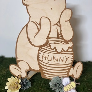 Winnie the Pooh Wood Cutout: Engraved Nursery Decor, Baby Shower Centerpiece 3 Styles